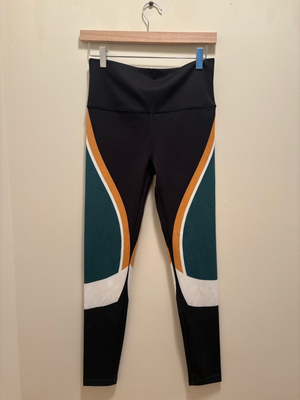 Kappa NWT Colorblock High-Waist Leggings in Black, Teal & Mustard